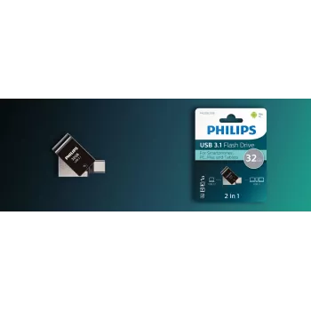 Philips FM32DC152B/00 USB-mälupulk 32 GB USB USB-C 3.2 Gen 1 (3.1 Gen 1) Must