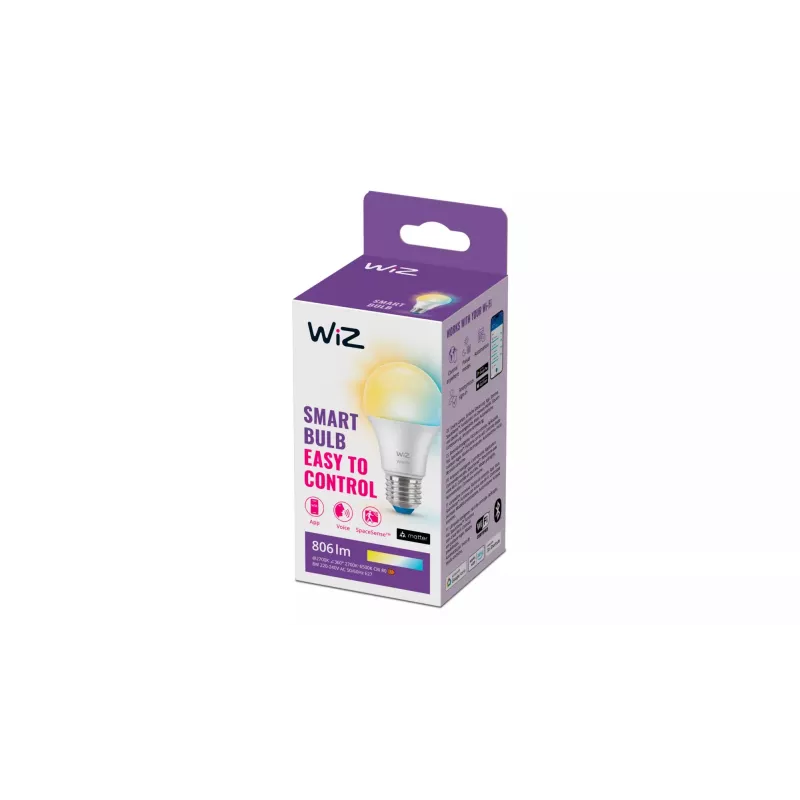 WiZ Bulb 60W A60 E27, nutipirn, Wi-Fi/Bluetooth, valge, Wi-Fi 4 (802.11n), 802.11b, 802.11g, LED, E27