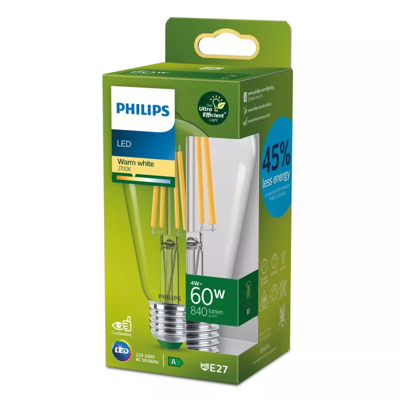 Philips hõõglambipirn läbipaistev 60W ST64 E27, 4 W, 60 W, E27, 840 lm, 50000 h, soe valge