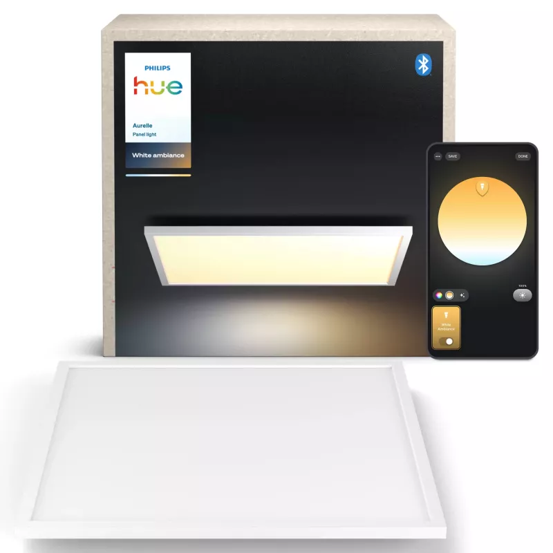 Philips Aurelle ruudukujuline paneelvalgusti, nutikas laevalgusti, Bluetooth/Zigbee, valge, LED, alumiinium, muudetav