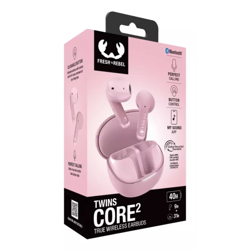 Hama Twins Core 2 Peakomplekt Tõeline Juhtmevaba Stereo (TWS) Kõrvasisesed Kõned/Muusika USB USB-C Bluetooth Roosa