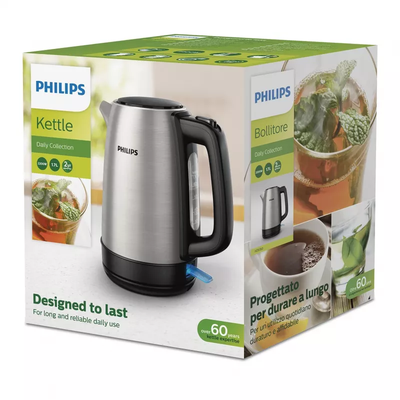 Philips Daily Collection HD9350/94 elektriline veekeetja 1,7 L 2020 W Must, Roostevaba teras