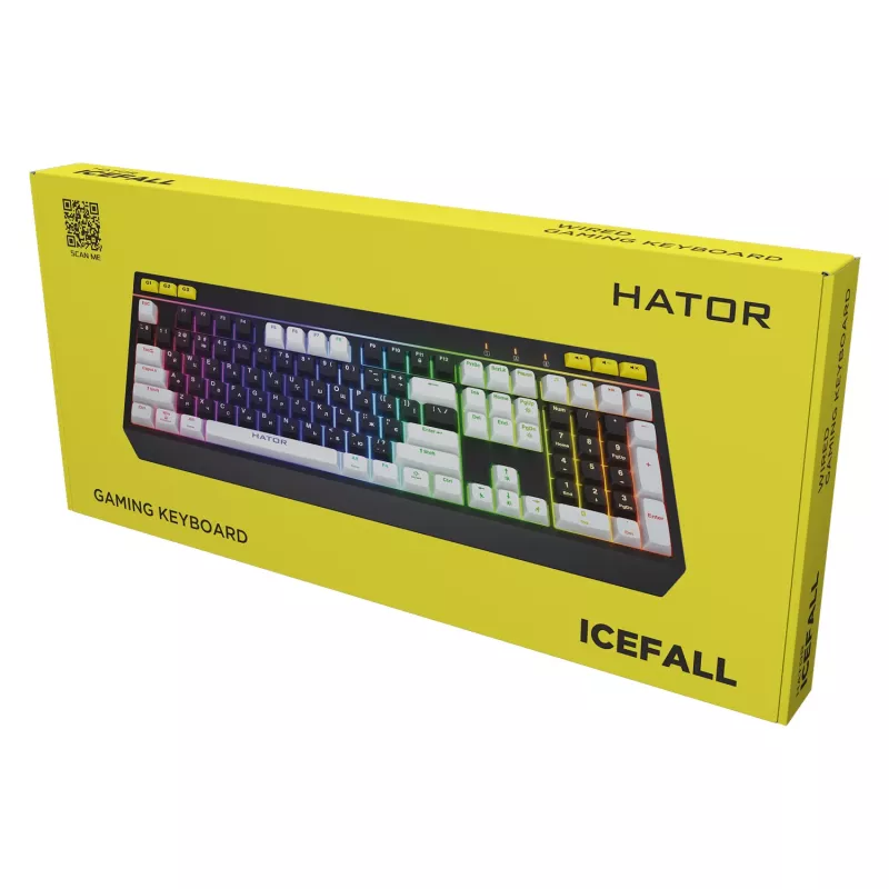 HATOR Icefall klaviatuur mängurile USB QWERTY US English must RGB LED