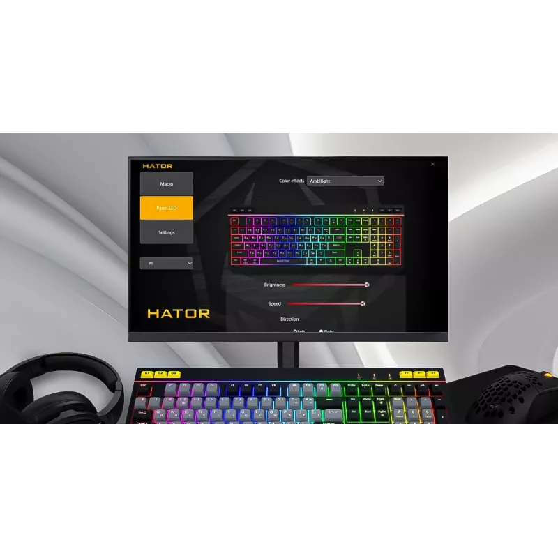 HATOR Icefall klaviatuur mängurile USB QWERTY US English must RGB LED