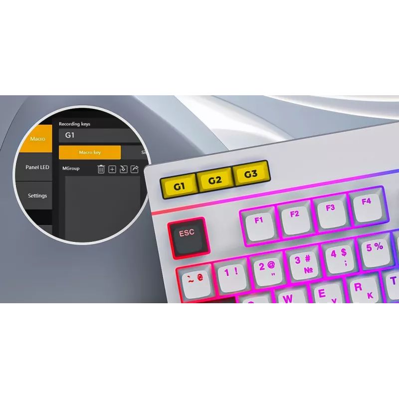 HATOR Icefall klaviatuur mängurile USB QWERTY US English must RGB LED