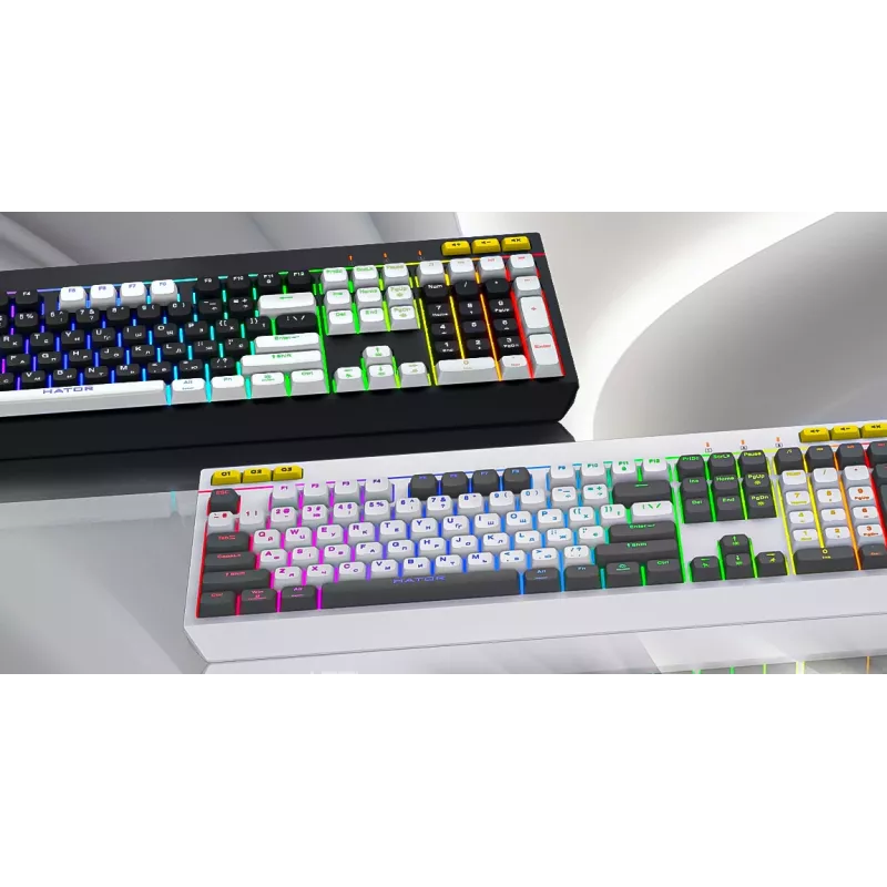 HATOR Icefall klaviatuur mängimiseks USB QWERTY USA inglise Must RGB LED