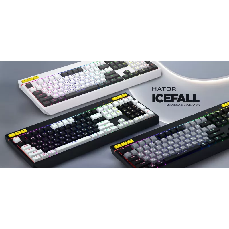 HATOR Icefall klaviatuur mängimiseks USB QWERTY USA inglise Must RGB LED