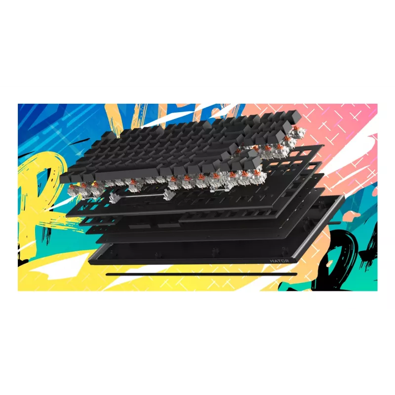 HATOR Gravity X TKL klaviatuur Mängimine USB QWERTY USA inglise Valge