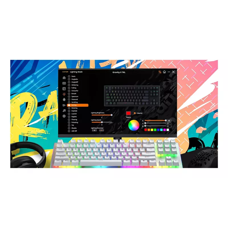 HATOR Gravity X TKL klaviatuur Mängimine USB QWERTY USA inglise Valge