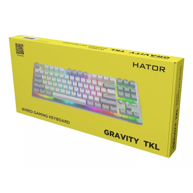 HATOR Gravity TKL klaviatuur Mängimine USB QWERTY USA inglise keel Valge