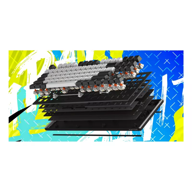HATOR Gravity TKL klaviatuur Mängimine USB QWERTY USA inglise keel Valge