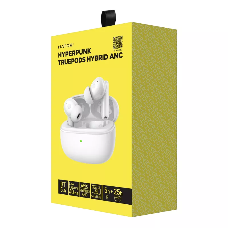 HATOR Hyperpunk Truepods Hybrid ANC Peakomplekt True Wireless Stereo (TWS) Kõrvasisesed Kõned/Muusika Bluetooth Valge