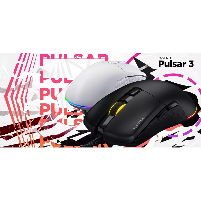 Hiir HATOR Pulsar 3 Optiline Kollane 12000 DPI 6 Nuppu Valge