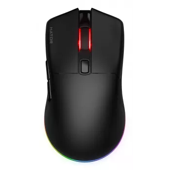 HATOR Pulsar 3 Wireless, must - Optilised kollased 100M lülitid PixArt PMW 3311 (HTM630)