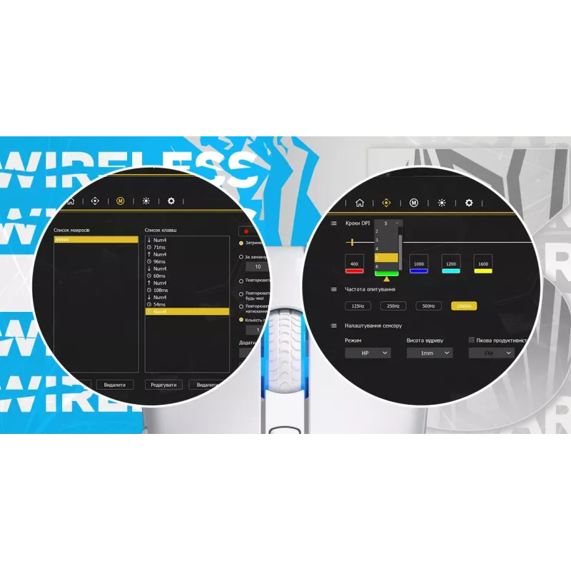 HATOR Pulsar 3 Wireless, must - Optilised kollased 100M lülitid PixArt PMW 3311 (HTM630)