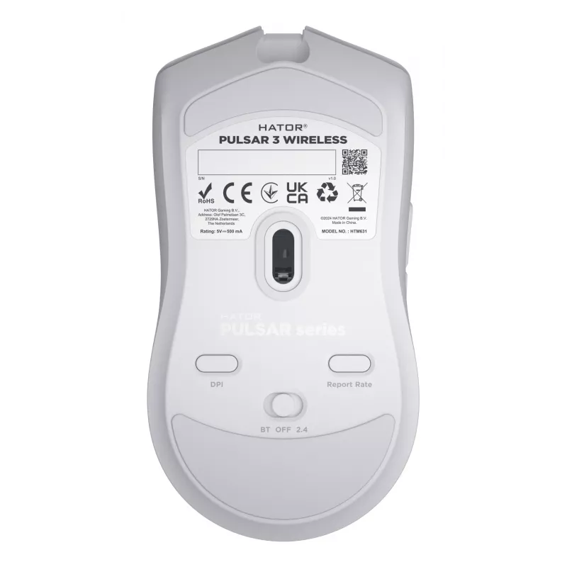 HATOR Pulsar 3 Wireless, valge - optiline kollane 100M lülitid PixArt PMW 3311 (HTM631)