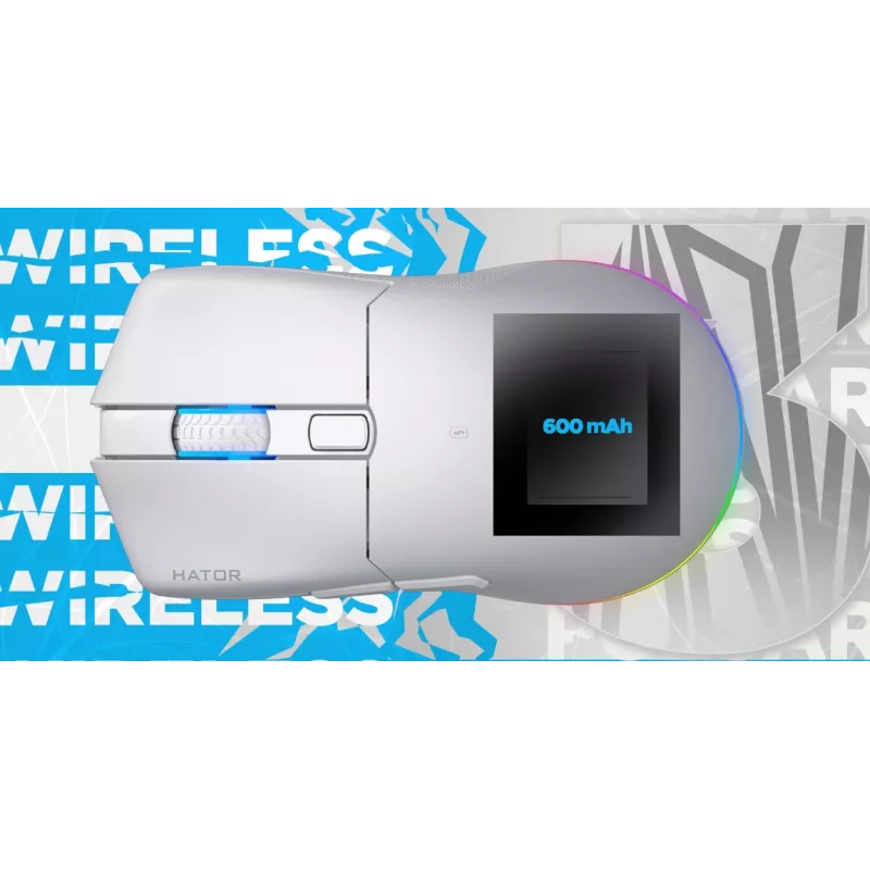 HATOR Pulsar 3 Wireless, valge - optiline kollane 100M lülitid PixArt PMW 3311 (HTM631)