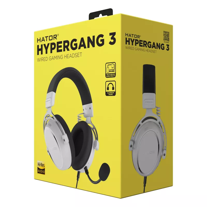 HATOR HYPERGANG 3 Hi-Res Headset Wired Head-band Gaming USB USB-C / USB Type-A Valge