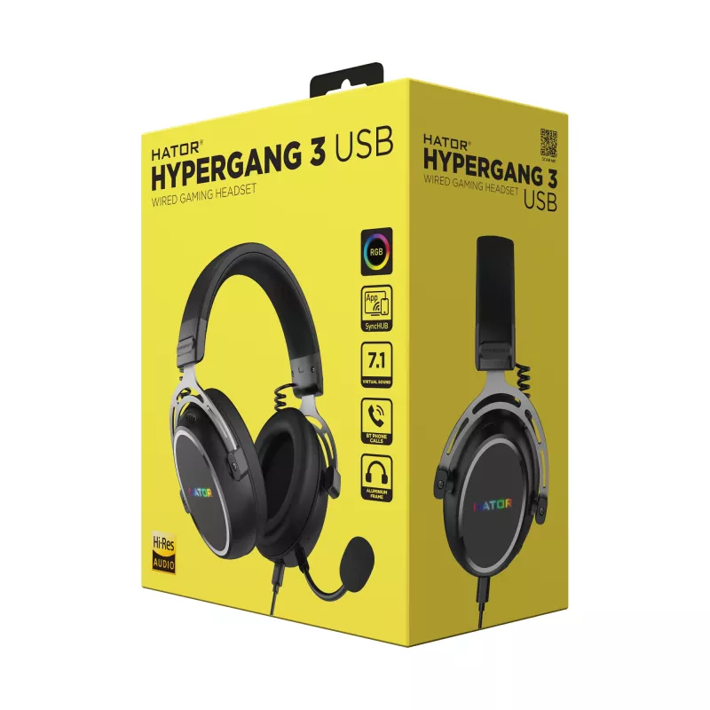 HATOR Hypergang 3 USB Peakomplekt Juhtmega ja Juhtmevaba Peapael Mängimine USB USB-C / USB Type-A Bluetooth Must