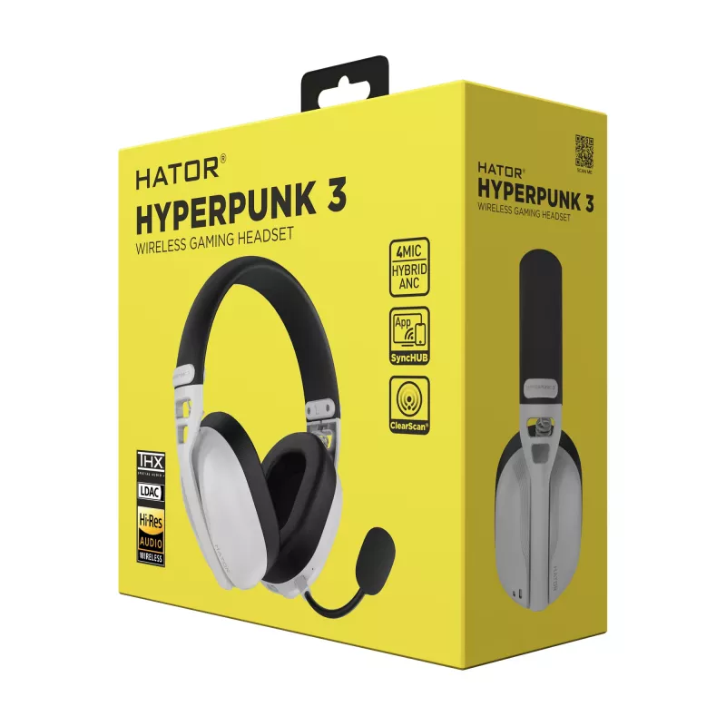 HATOR Hyperpunk 3 Wireless peakomplekt juhtmega ja juhtmevaba peakomplekt Peapael Mängimine USB USB-C / USB Type-A Bluetooth Valge