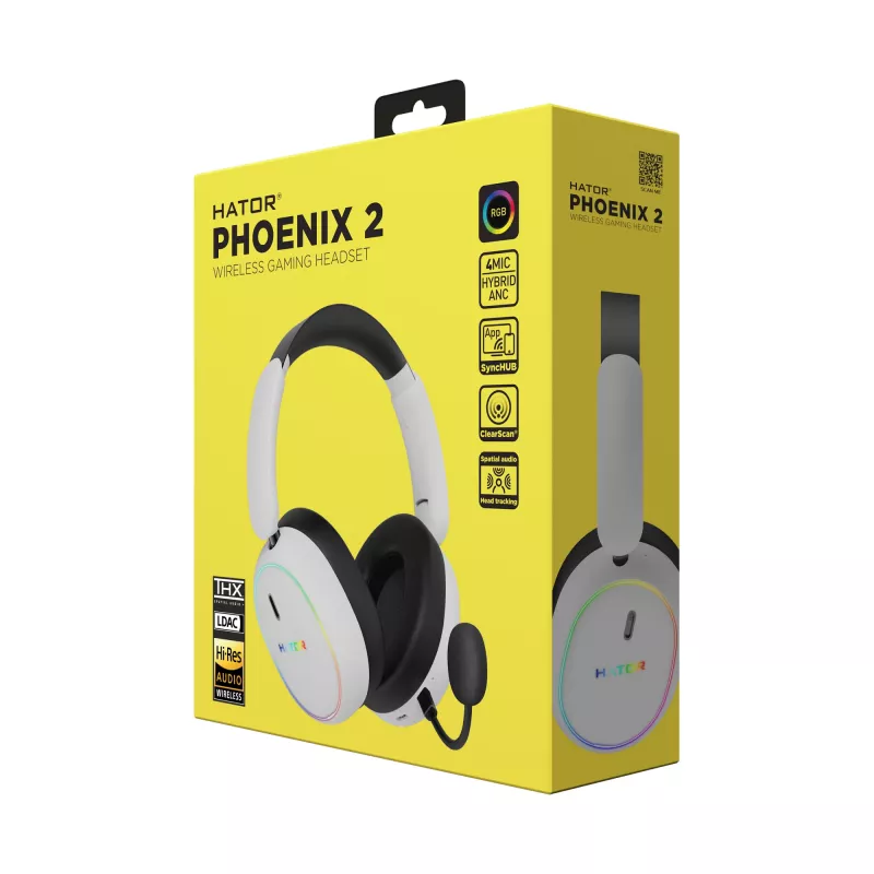 HATOR Phoenix 2 Wireless Peakomplekt Wired & Wireless Peapael Gaming USB USB-C / USB Type-A Bluetooth Valge