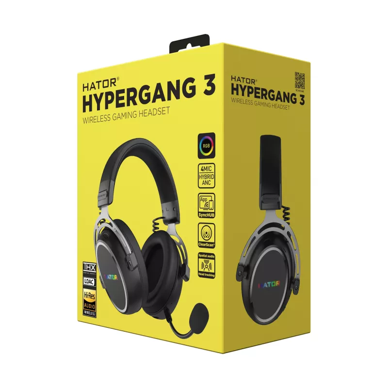 HATOR Hypergang 3 Wireless Peakomplekt Peapael Mängude jaoks USB USB-C / USB Type-A Bluetooth Must