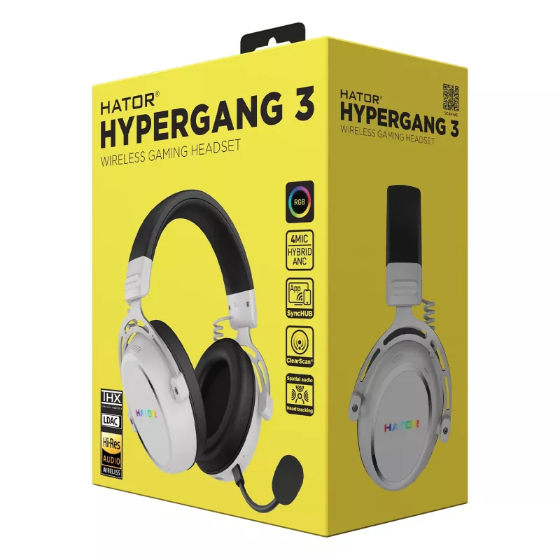 HATOR Hypergang 3 Wireless Peakomplekt Peapael Mängimine USB USB-C / USB Type-A Bluetooth Valge