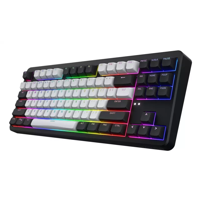 HATOR Rockfall 3 TKL Wireless, must, QMK/VIA, OMA profiiliga valge-mustad klahvikatted Klaviatuur - lineaarsed mehaanilised hotswap lülitid - US - ANSI paigutus (HTK850)