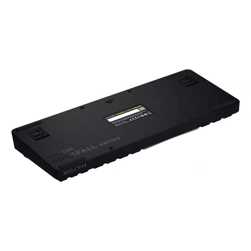 HATOR Rockfall 3 TKL Wireless, must, QMK/VIA, OMA profiiliga valge-mustad klahvikatted Klaviatuur - lineaarsed mehaanilised hotswap lülitid - US - ANSI paigutus (HTK850)