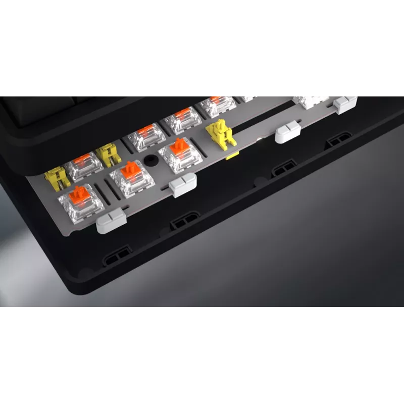 HATOR Rockfall 3 TKL Wireless, must, QMK/VIA, OMA profiiliga valge-mustad klahvikatted Klaviatuur - lineaarsed mehaanilised hotswap lülitid - US - ANSI paigutus (HTK850)