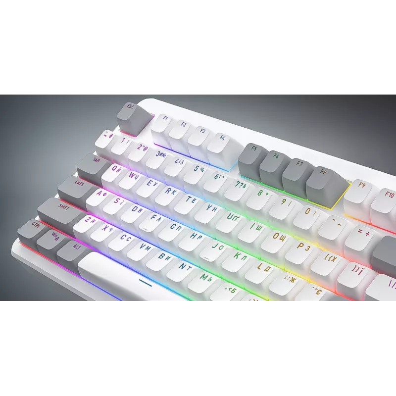 HATOR Rockfall 3 TKL Wireless, must, QMK/VIA, OMA profiiliga valge-mustad klahvikatted Klaviatuur - lineaarsed mehaanilised hotswap lülitid - US - ANSI paigutus (HTK850)