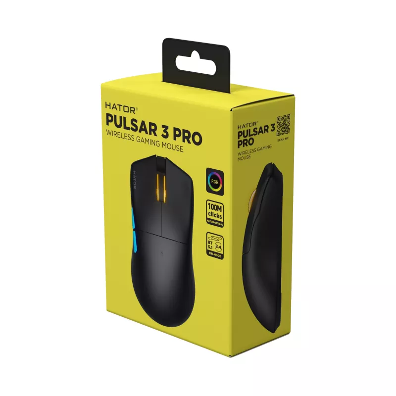 HATOR Pulsar 3 PRO Wireless hiir Mängimine Paremakäeline RF-juhtmevaba + Bluetooth + USB Type-A Optiline 30000 DPI