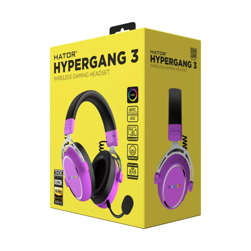 HATOR Hypergang 3 Wireless Peakomplekt Peavõru Mängimine USB USB-C / USB Type-A Bluetooth Violetne