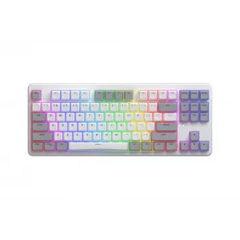 HATOR Rockfall 3 TKL Wireless, valge, QMK/VIA, OMA profiil valge-must klaviatuuriklahvid - lineaarsed mehaanilised hotswap lülitid - US - ANSI paigutus