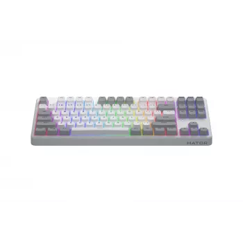 HATOR Rockfall 3 TKL Wireless, valge, QMK/VIA, OMA profiil valge-must klaviatuuriklahvid - lineaarsed mehaanilised hotswap lülitid - US - ANSI paigutus