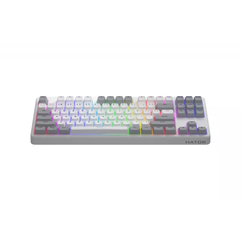 HATOR Rockfall 3 TKL Wireless, valge, QMK/VIA, OMA profiil valge-must klaviatuuriklahvid - lineaarsed mehaanilised hotswap lülitid - US - ANSI paigutus