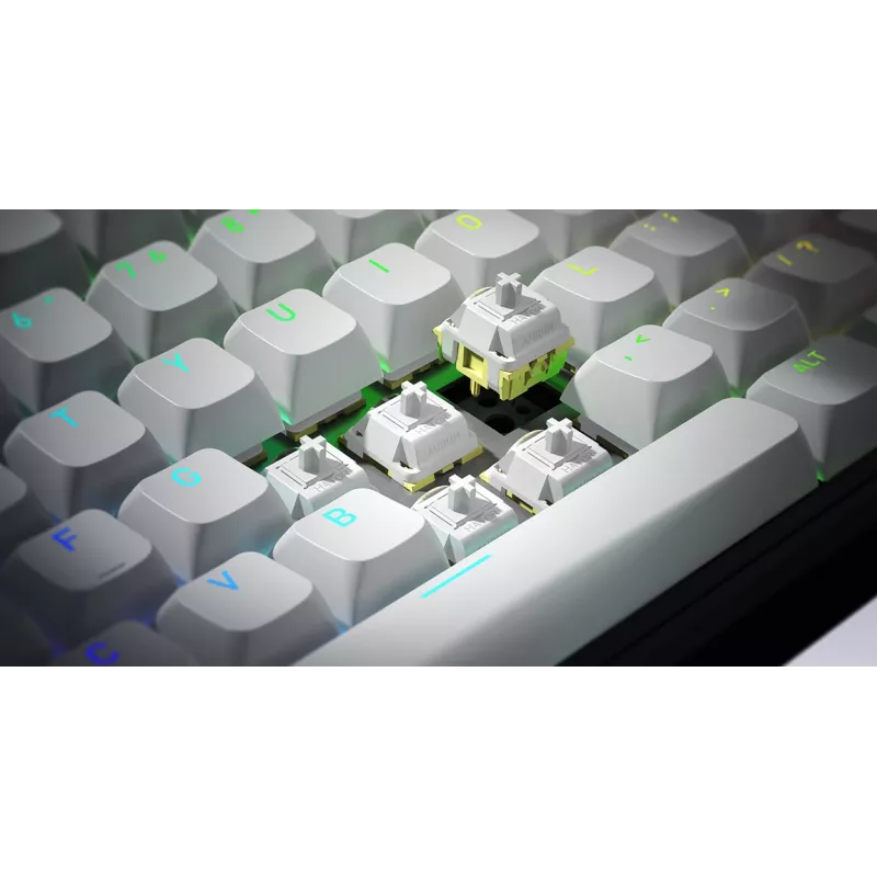 HATOR Rockfall 3 TKL Wireless, valge, QMK/VIA, OMA profiil valge-must klaviatuuriklahvid - lineaarsed mehaanilised hotswap lülitid - US - ANSI paigutus