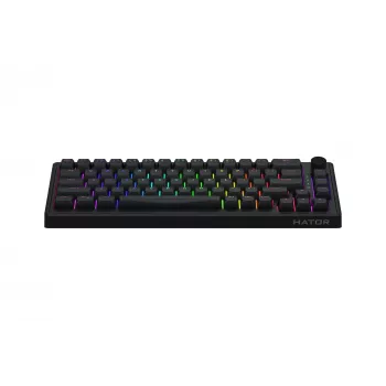 HATOR Skyfall 65 juhtmega, mehaaniline, USB-C, Aurum Sterling, 70M vajutust, RGB, must, 790g