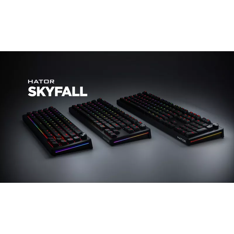 HATOR Skyfall 65 juhtmega, mehaaniline, USB-C, Aurum Sterling, 70M vajutust, RGB, must, 790g