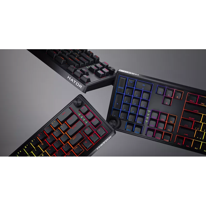 HATOR Skyfall 65 juhtmega, mehaaniline, USB-C, Aurum Sterling, 70M vajutust, RGB, must, 790g