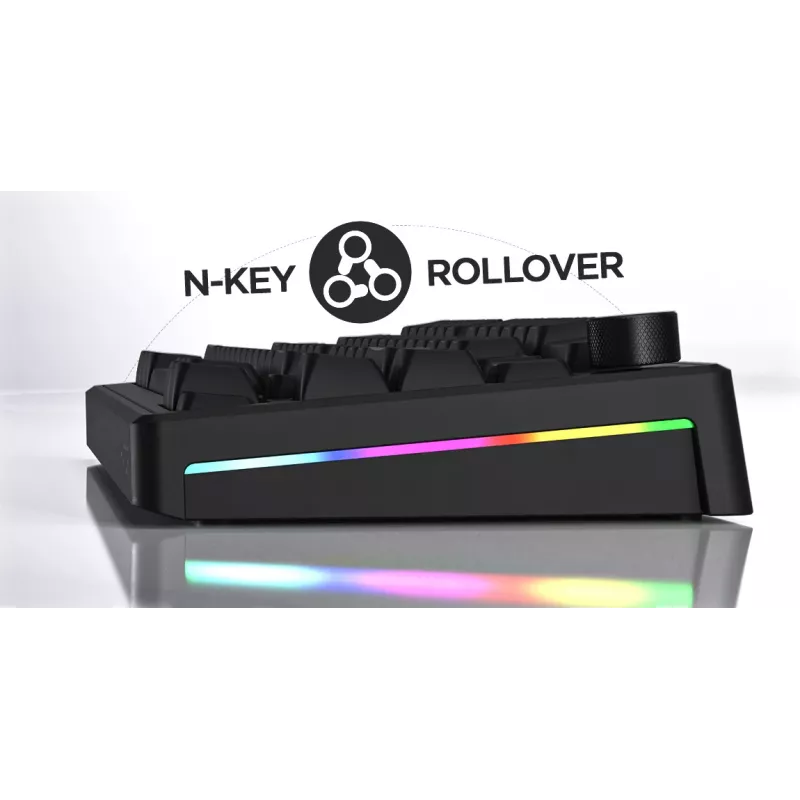 HATOR Skyfall 65 juhtmega, mehaaniline, USB-C, Aurum Sterling, 70M vajutust, RGB, must, 790g