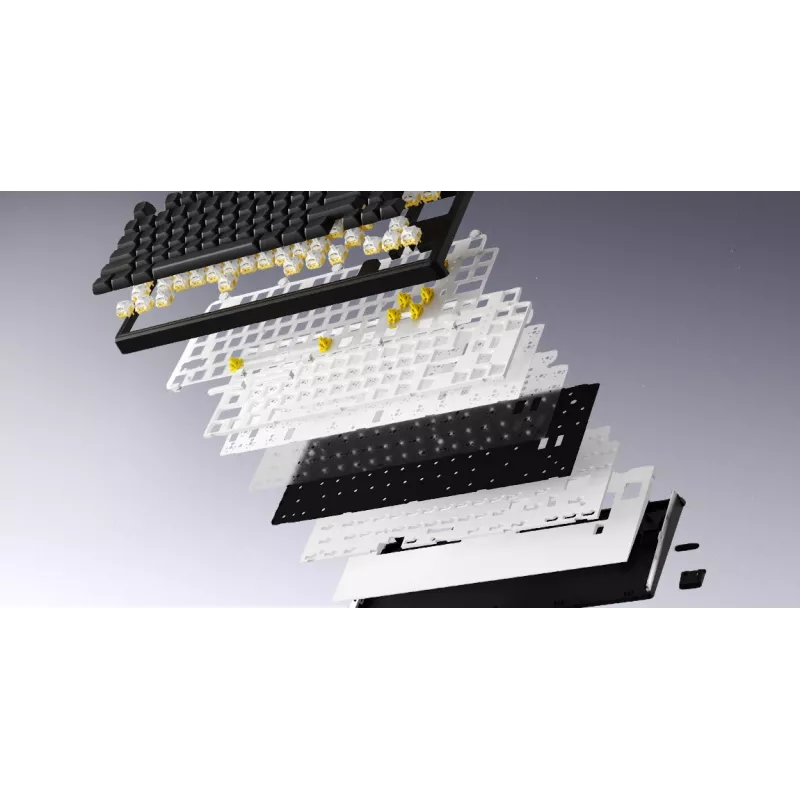 HATOR Skyfall Wireless 65 klaviatuur Mängimine USB + RF juhtmevaba + Bluetooth QWERTY USA inglise Must, Valge
