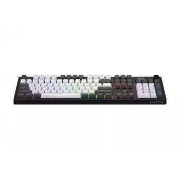 HATOR Skyfall Pro Wireless 100 klaviatuur – mängurile – USB + RF-juhtmevaba + Bluetooth – QWERTY – USA inglise – must, hall
