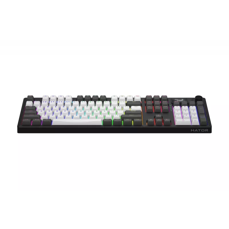 HATOR Skyfall Pro Wireless 100 klaviatuur – mängurile – USB + RF-juhtmevaba + Bluetooth – QWERTY – USA inglise – must, hall