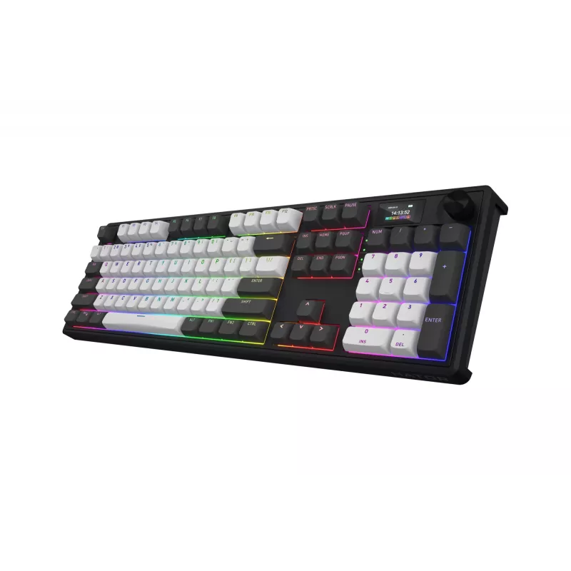 HATOR Skyfall Pro Wireless 100 klaviatuur – mängurile – USB + RF-juhtmevaba + Bluetooth – QWERTY – USA inglise – must, hall