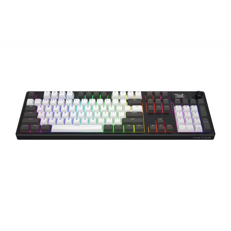 HATOR Skyfall Pro Wireless 100 klaviatuur – mängurile – USB + RF-juhtmevaba + Bluetooth – QWERTY – USA inglise – must, hall