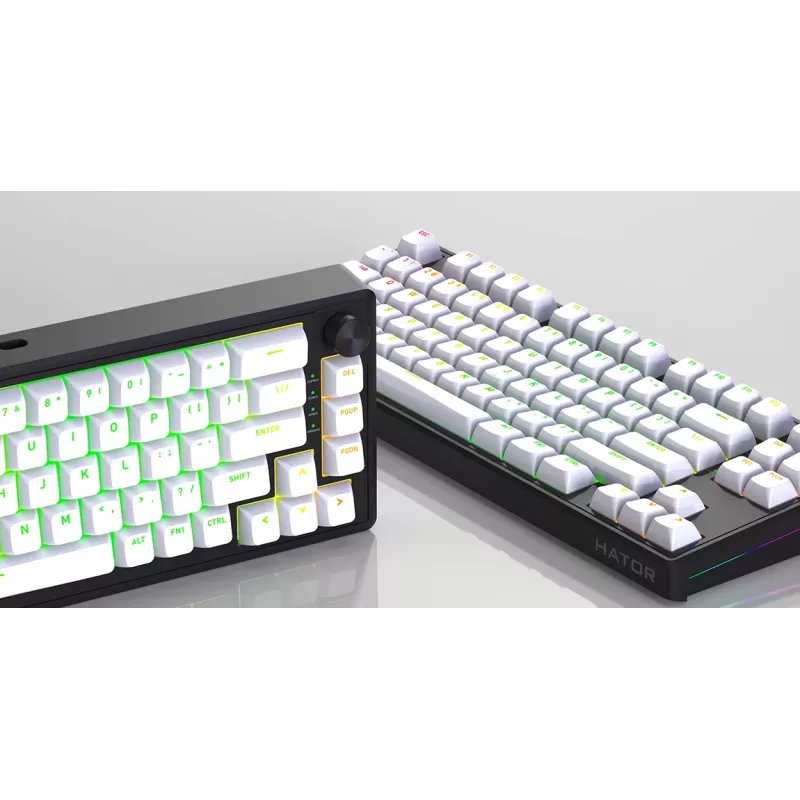 HATOR Skyfall 80 MAG ULTRA 8K klaviatuur Mängimine USB QWERTY USA inglise Must, Valge