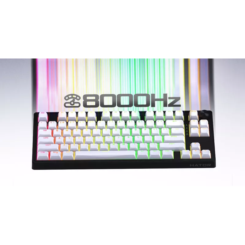 HATOR Skyfall 80 MAG ULTRA 8K klaviatuur Mängimine USB QWERTY USA inglise Must, Valge
