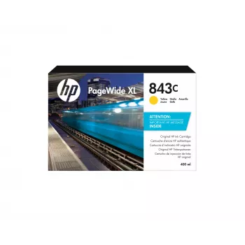 HP 843C 400-ml kollane PageWide XL tindikassett, kollane, 1 tk