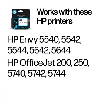 HP 62 kolmevärviline originaaltindikassett, tsüaan, magenta, kollane, 1 tk, 165 lehekülge